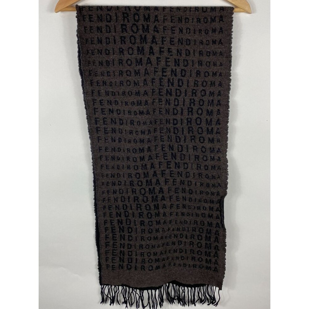 Vintage Fendi Foulard Fendi Roma Monogram Wool/Silk Scarf Made in Italy F302